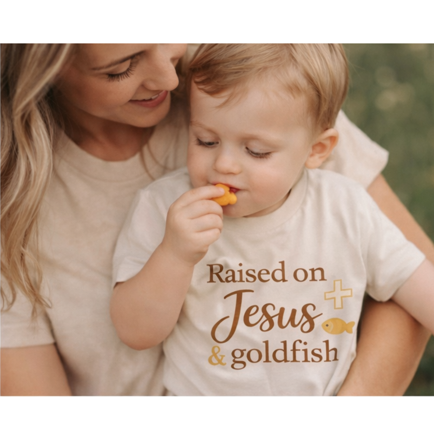 Raised on Jesus & Goldfish Toddler Tee | Faith-Based Kids Shirt | Christian Toddler Outfit | Cute Church Shirt