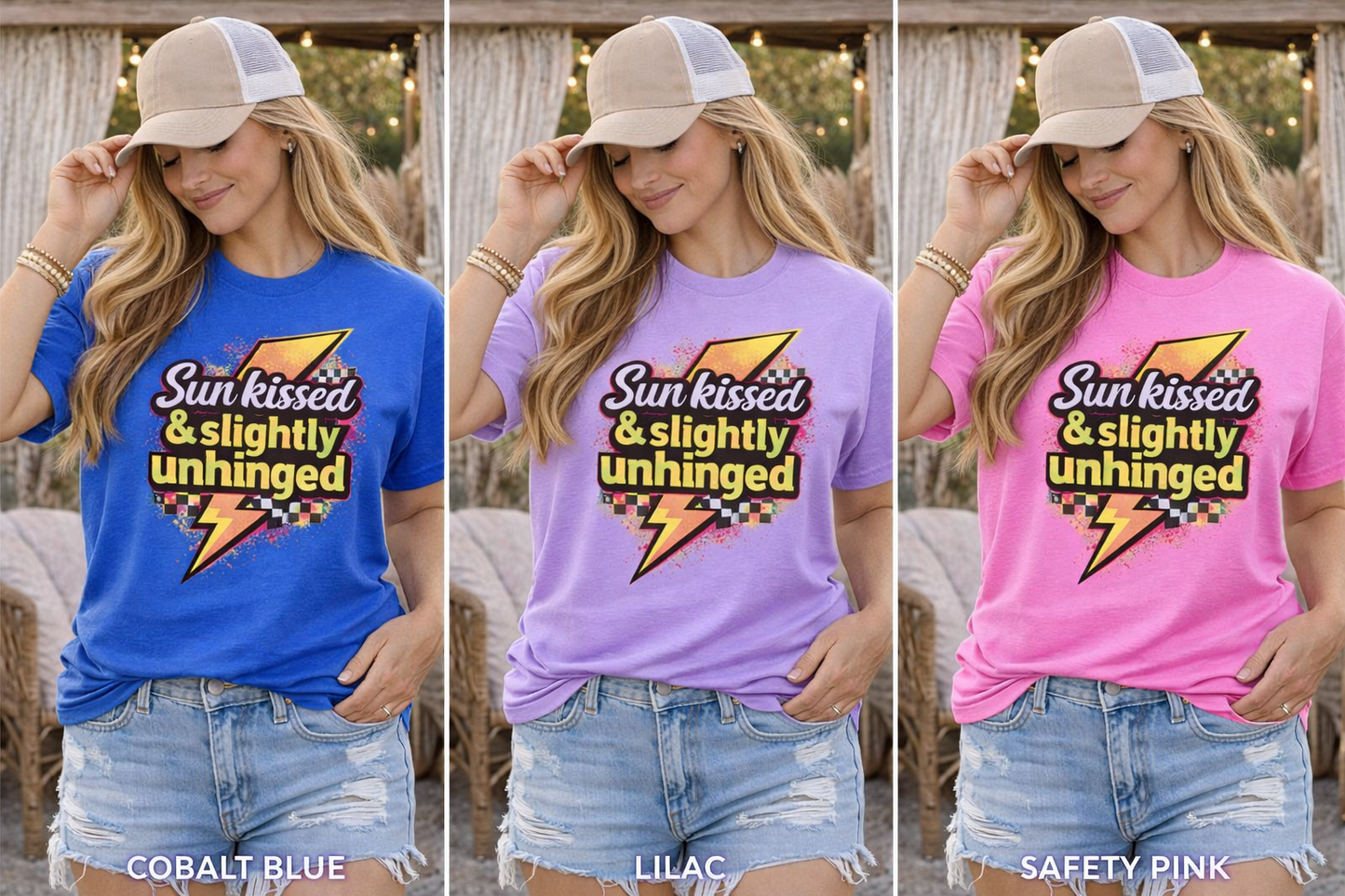 Sun Kissed & Slightly Unhinged Mom Shirt | Funny Mom Summer Tee | Neon Mama Shirt | Trendy Graphic Tee for Moms