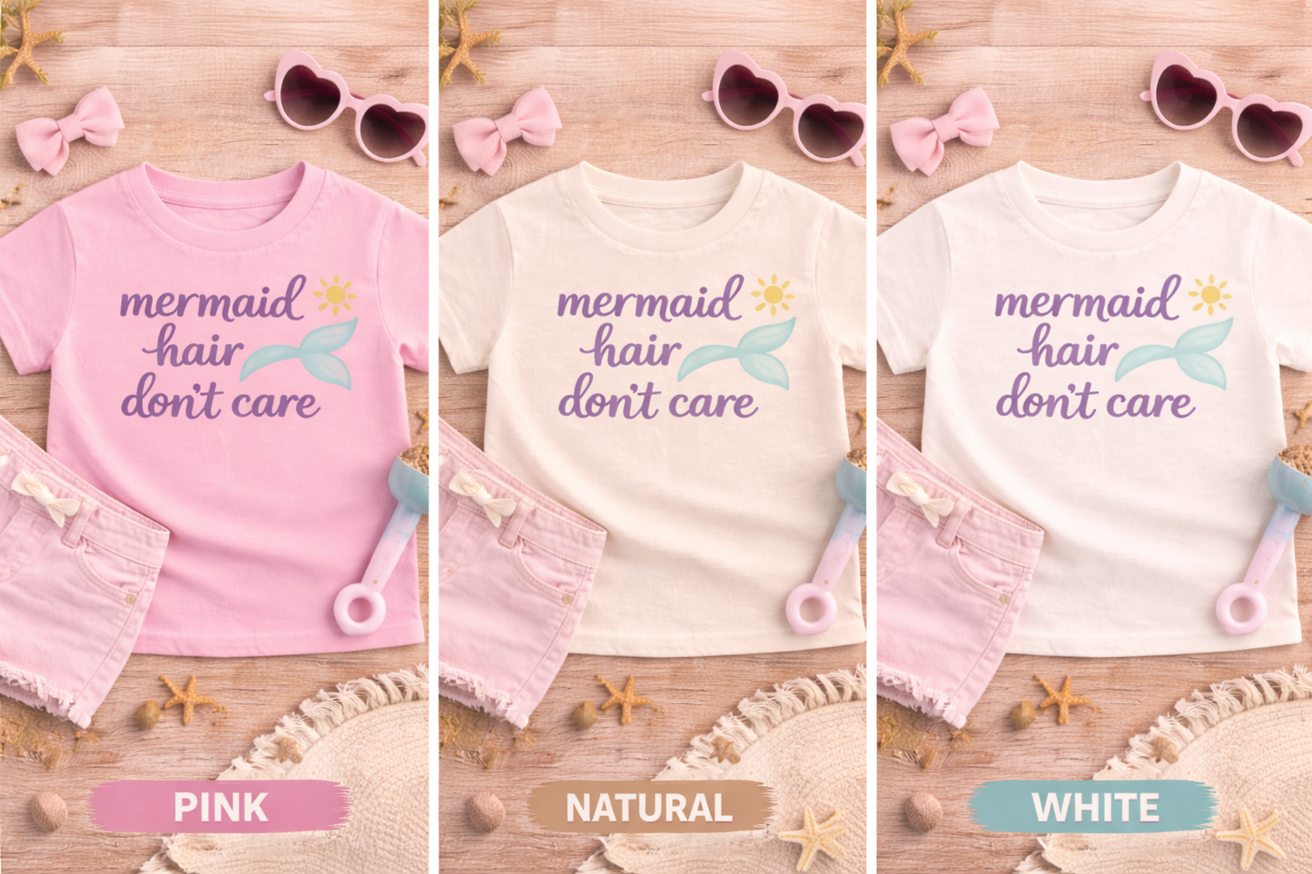 Mermaid Hair Don’t Care Toddler Shirt | Cute Summer Girl Tee | Lake Day Outfit | Beach Toddler Shirt | Bella Canvas Kids Tee