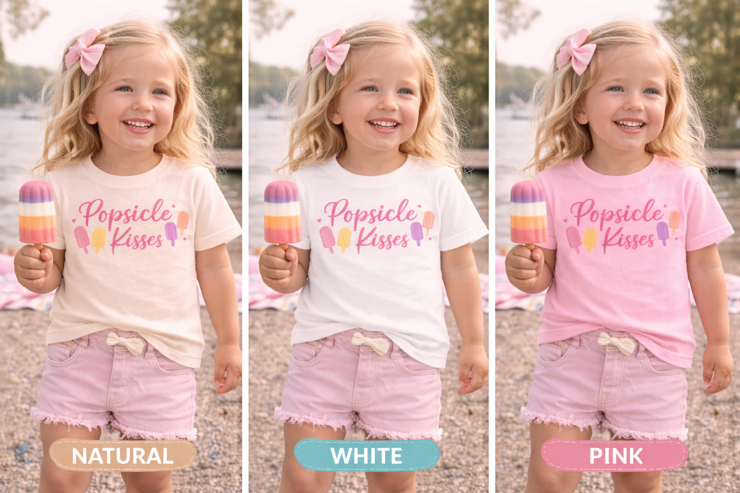 Popsicle Kisses Toddler Shirt | Cute Summer Girl Tee | Beach & Lake Day Outfit | Bella Canvas Kids Shirt | Toddler Girl Clothes