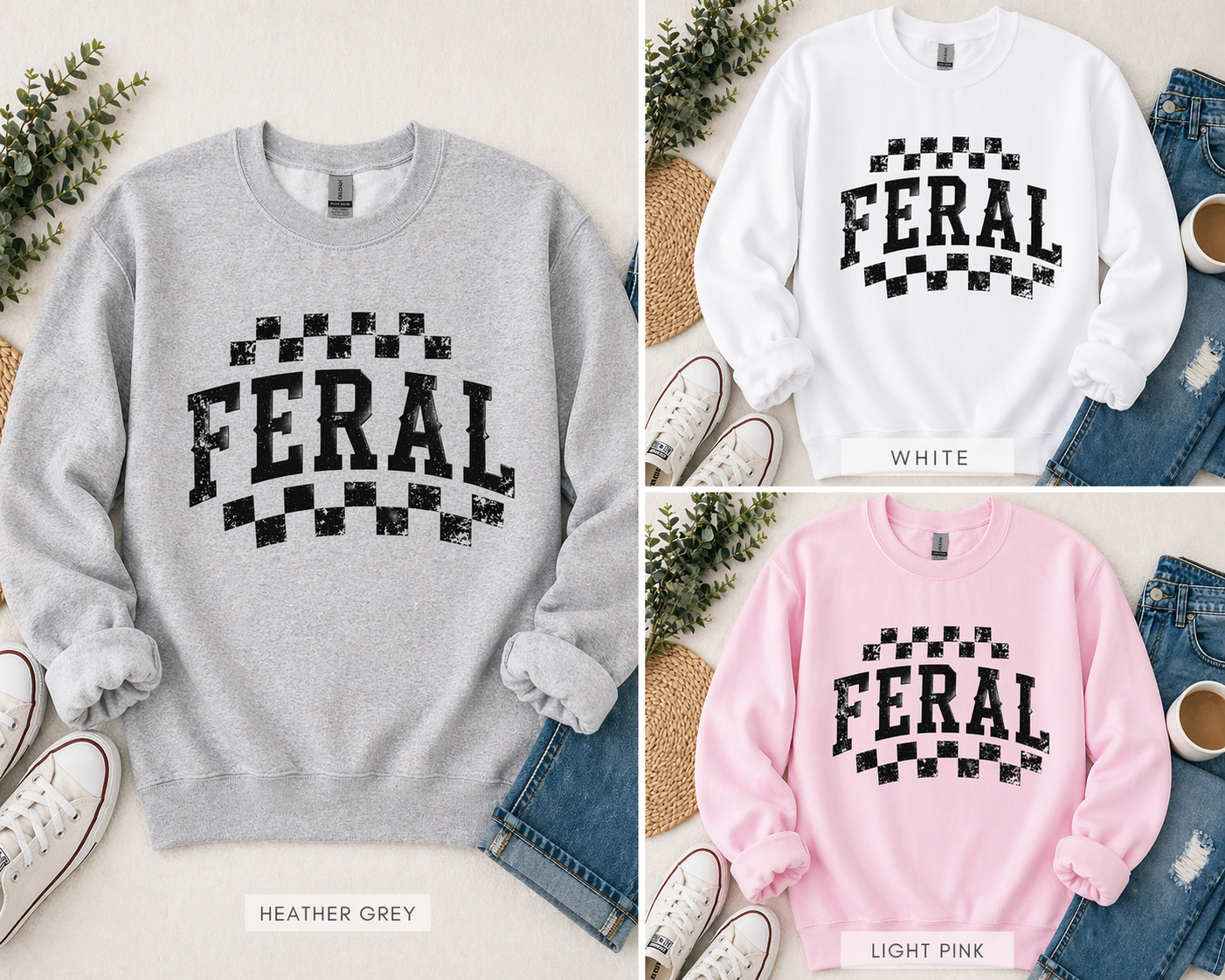 FERAL Crewneck Sweatshirt β Edgy Mom Graphic