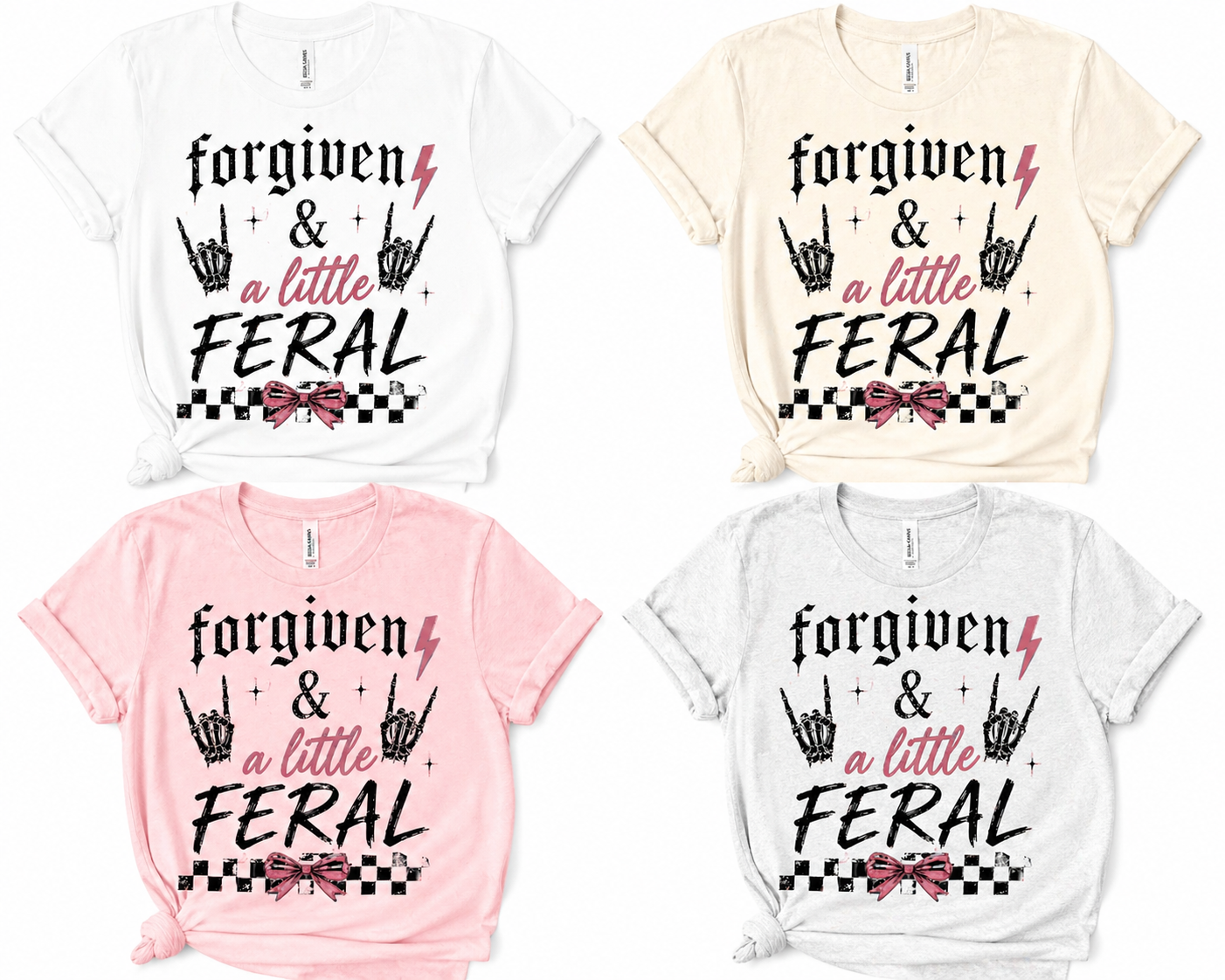 Forgiven & A Little Feral Shirt | Edgy Christian Mom Tee | Faith Based Graphic Tee | Trendy Mama Shirt | Bella Canvas T-Shirt
