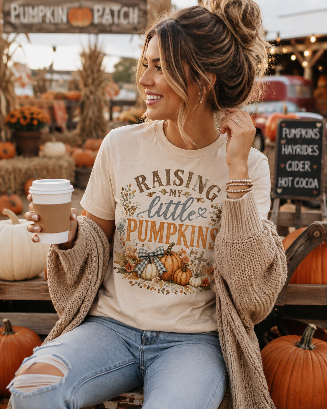 Raising My Little Pumpkins Fall Mom T-Shirt