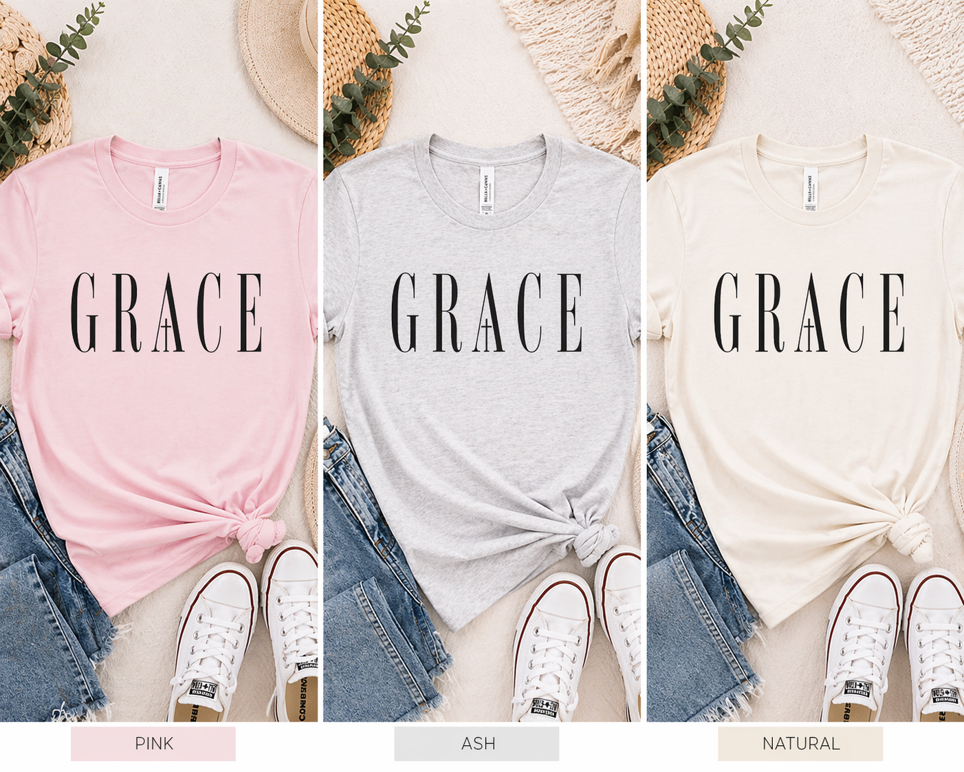 GRACE Bella Canvas Tee – Faith-Based Minimalist Shirt
