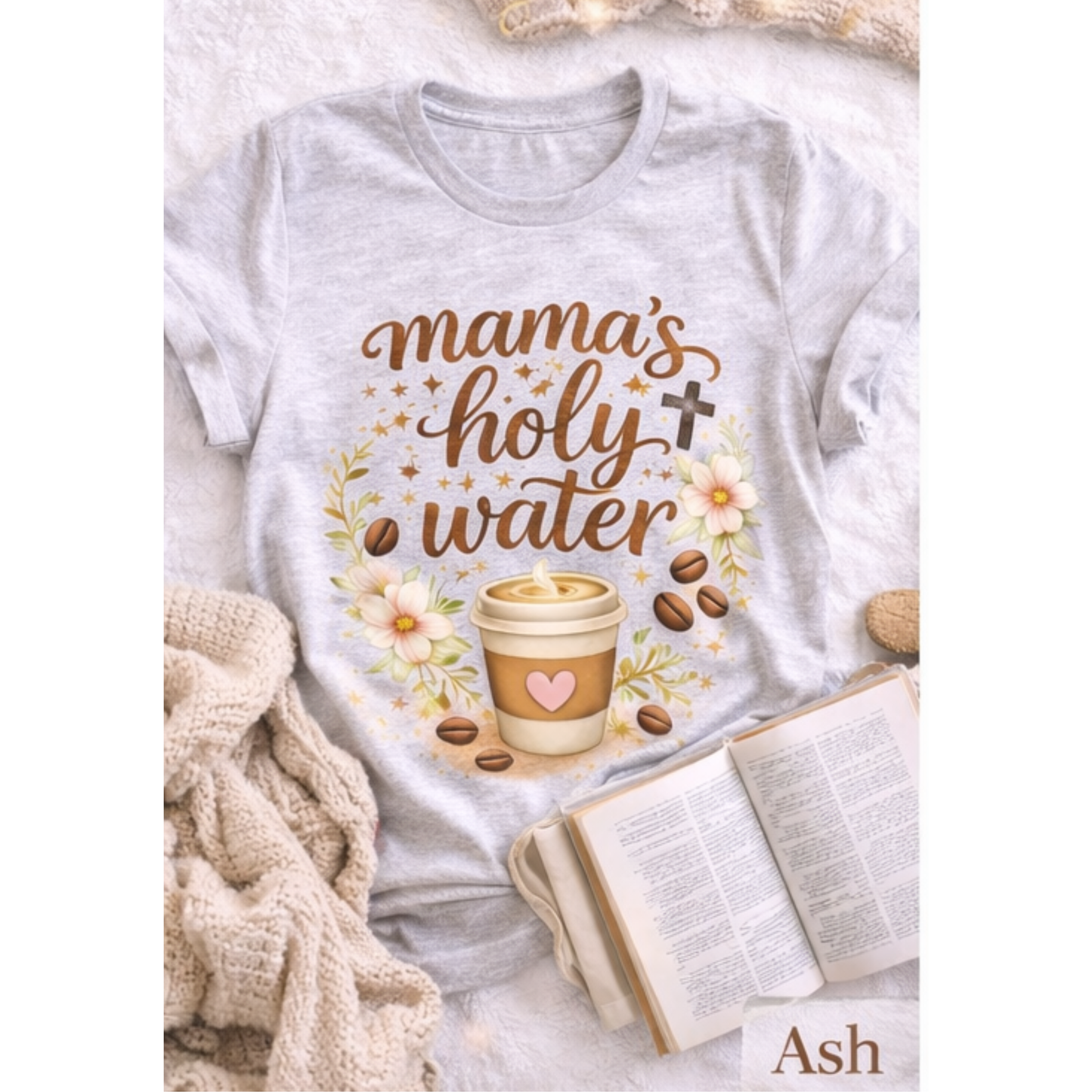 Mama’s Holy Water Shirt | Christian Mom Coffee Tee | Faith Based Mama Shirt | Bella Canvas Women’s T-Shirt | Cute Religious Mom Gift