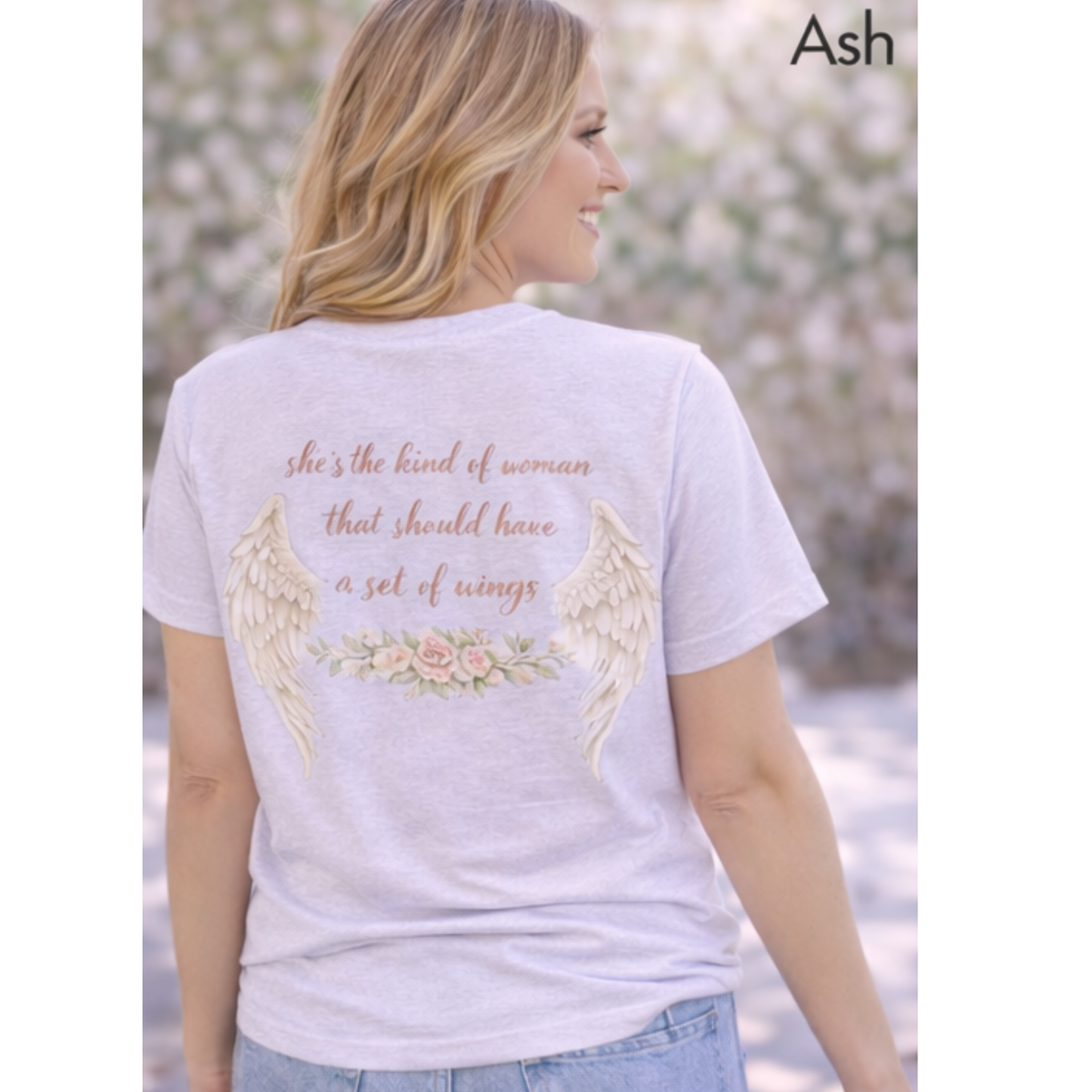 Blessed Mama Shirt – Faith-Based Women’s Tee with Angel Wings Back Design – Christian Mom Shirt – Bella Canvas Graphic T-Shirt – Gift for Moms
