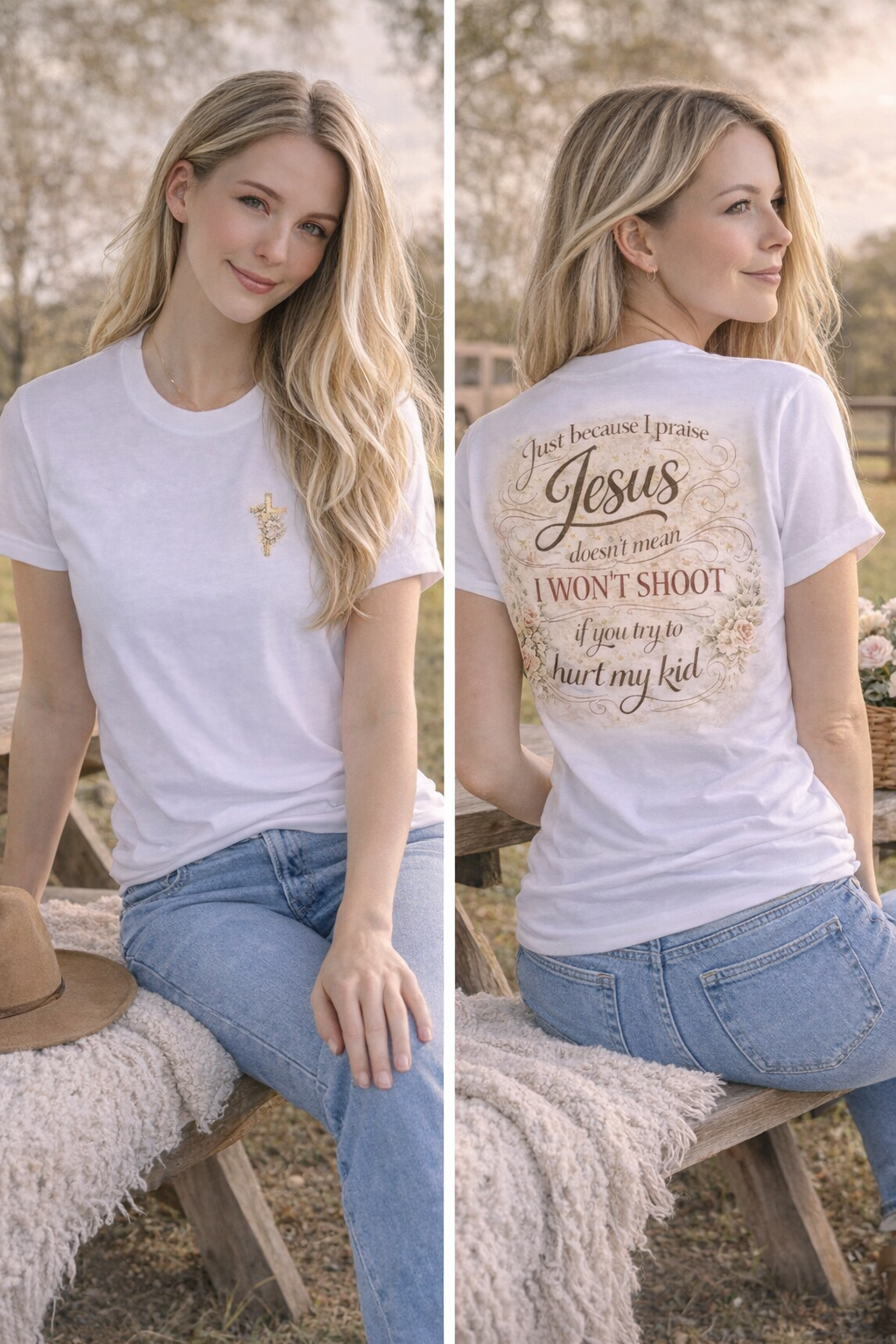 Christian Mama Shirt Front and Back Design | Floral Cross Shirt | Faith Based Women’s Tee | Bella Canvas Style Shirt | Religious Gift for Mom