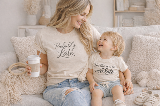 MiniI’m The Reason We’re Late Toddler Shirt | Funny Toddler Tee | Matching Mommy and Me Outfit | Cute Kids Graphic Tee | Mom & Mini Set