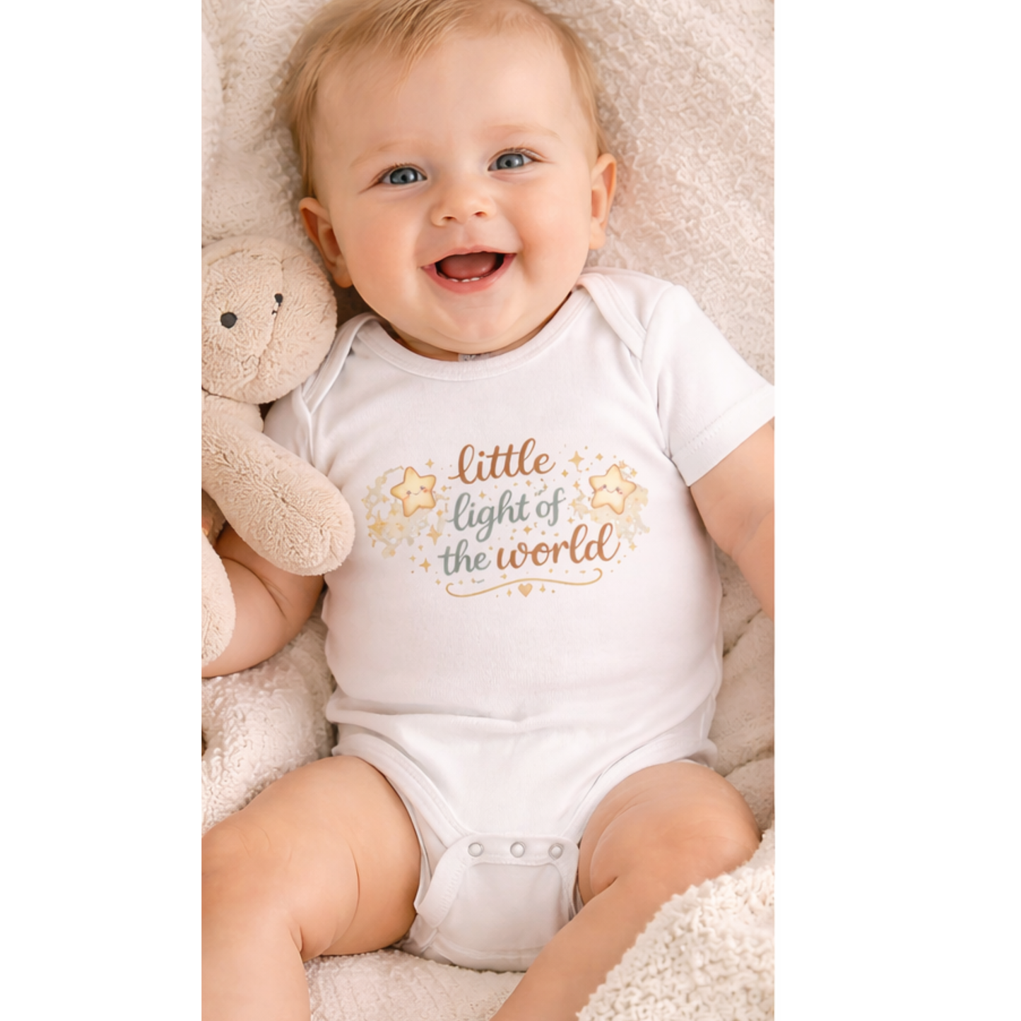 Little Light of the World Baby Onesie | Christian Baby Outfit | Faith Based Baby Gift | Infant Bodysuit | Newborn Gift | Scripture Baby Clothes