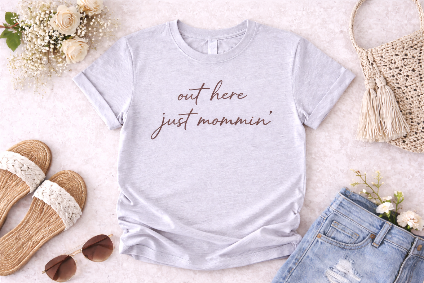 Mama Out Here Just Mommin’ Tee | Trendy Mom Shirt | Soft Everyday Mom Life Tee
