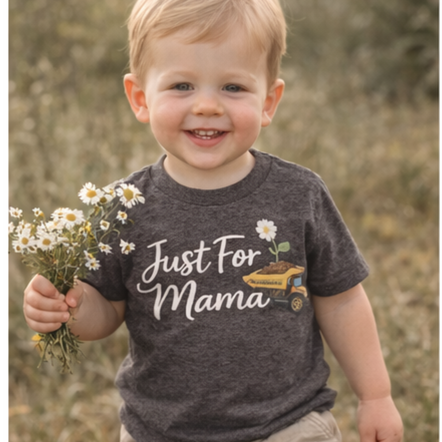 He Picks Me Dirt & Daisies Toddler Shirt | Boy Mom Matching Tee | Cute Toddler Outfit | Neutral Kids Shirt