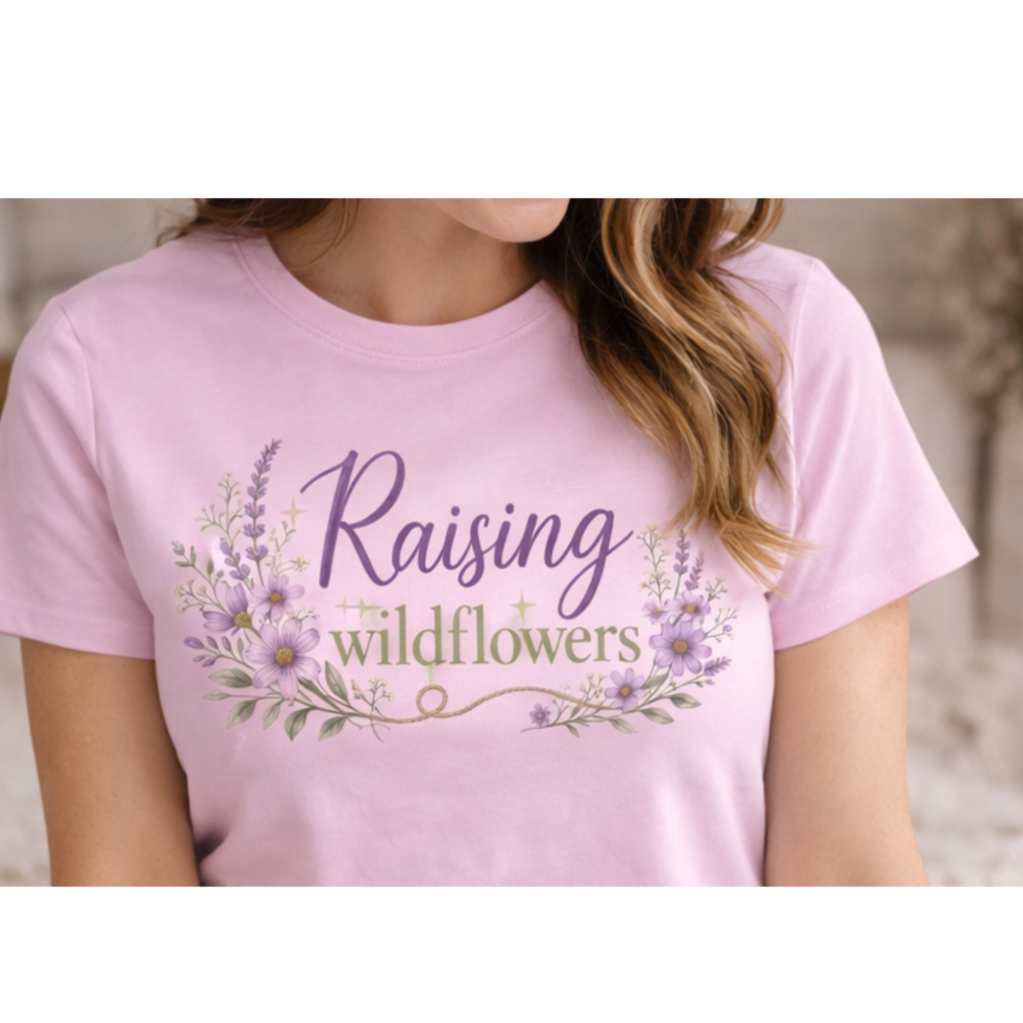 Raising Wildflowers Mama Tee – Faith Based Mom Shirt | Soft Floral Graphic T-Shirt for Moms