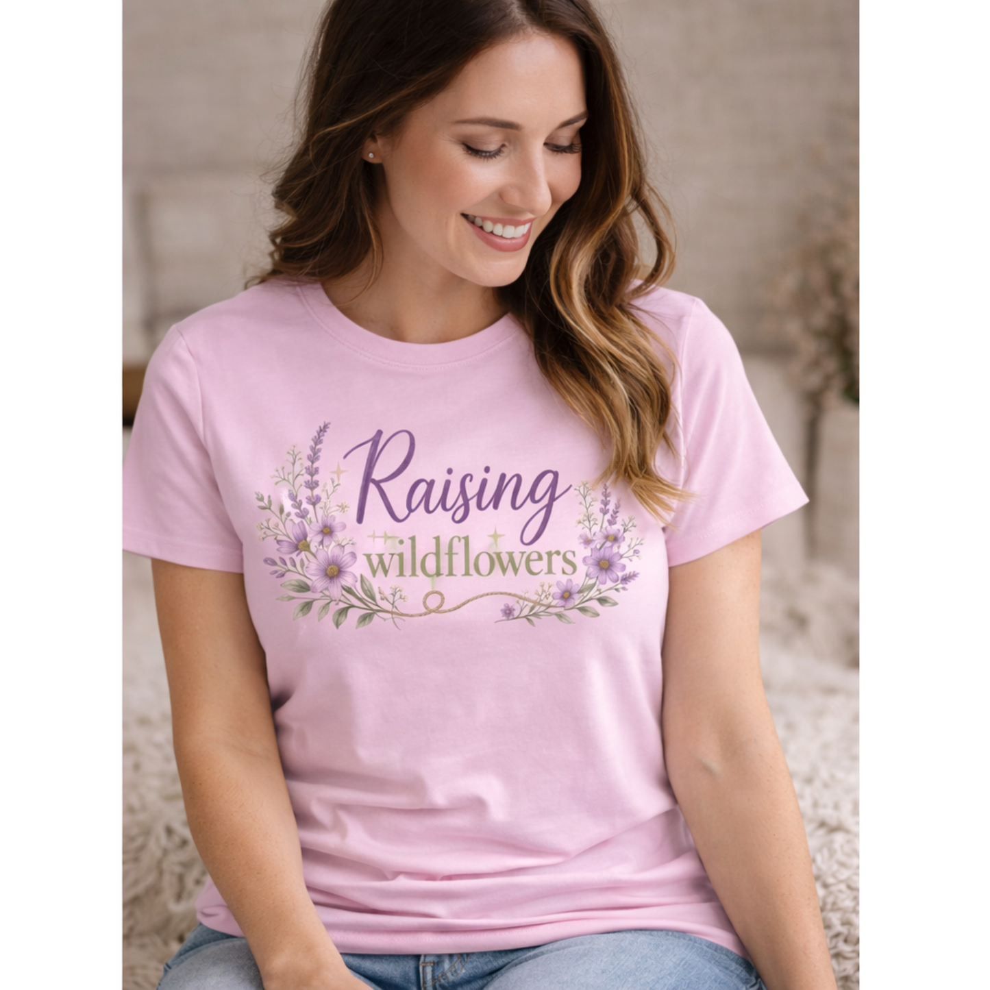 Raising Wildflowers Mama Tee – Faith Based Mom Shirt | Soft Floral Graphic T-Shirt for Moms