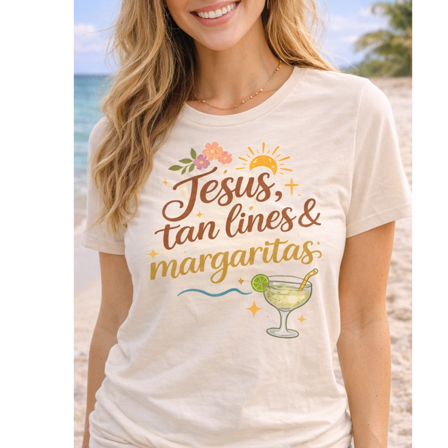 Jesus, Tan Lines & Margaritas Shirt | Christian Summer Tee | Faith Based Mama Shirt | Funny Mom Tee