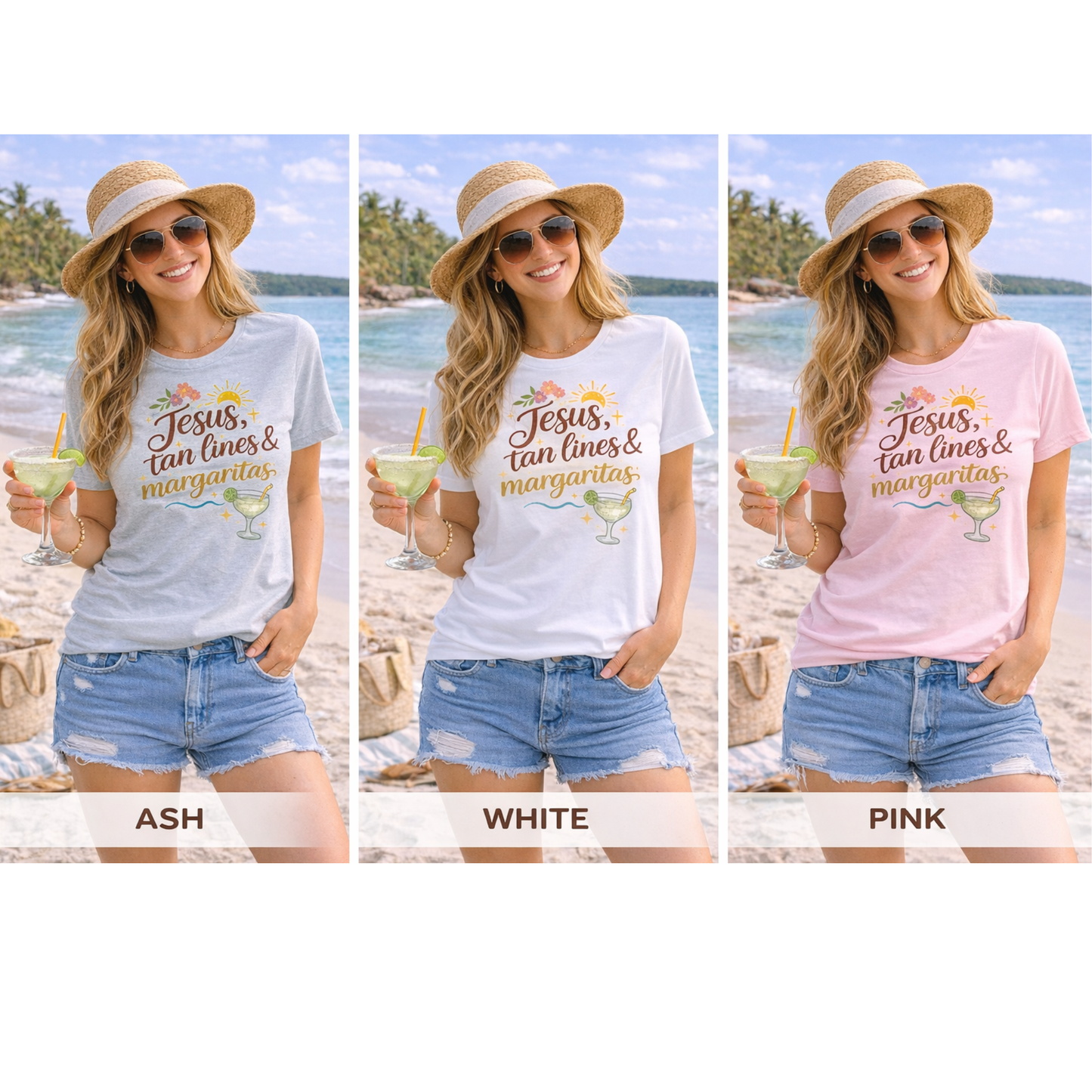 Jesus, Tan Lines & Margaritas Shirt | Christian Summer Tee | Faith Based Mama Shirt | Funny Mom Tee