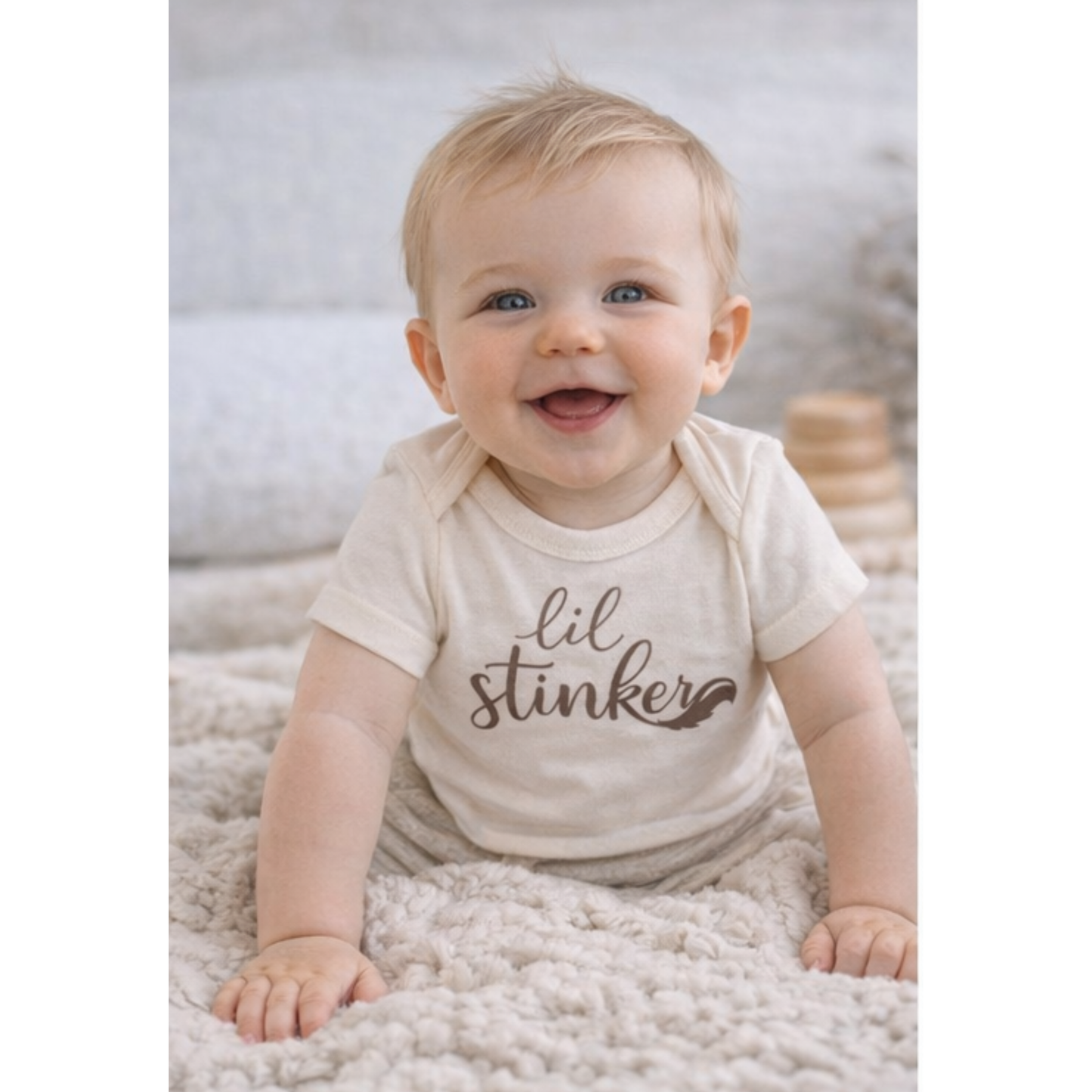 Lil Stinker Baby Bodysuit | Funny Baby Outfit | Neutral Baby Clothes | Cute Baby Gift | Minimal Baby Clothing