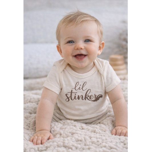 Lil Stinker Baby Bodysuit | Funny Baby Outfit | Neutral Baby Clothes | Cute Baby Gift | Minimal Baby Clothing