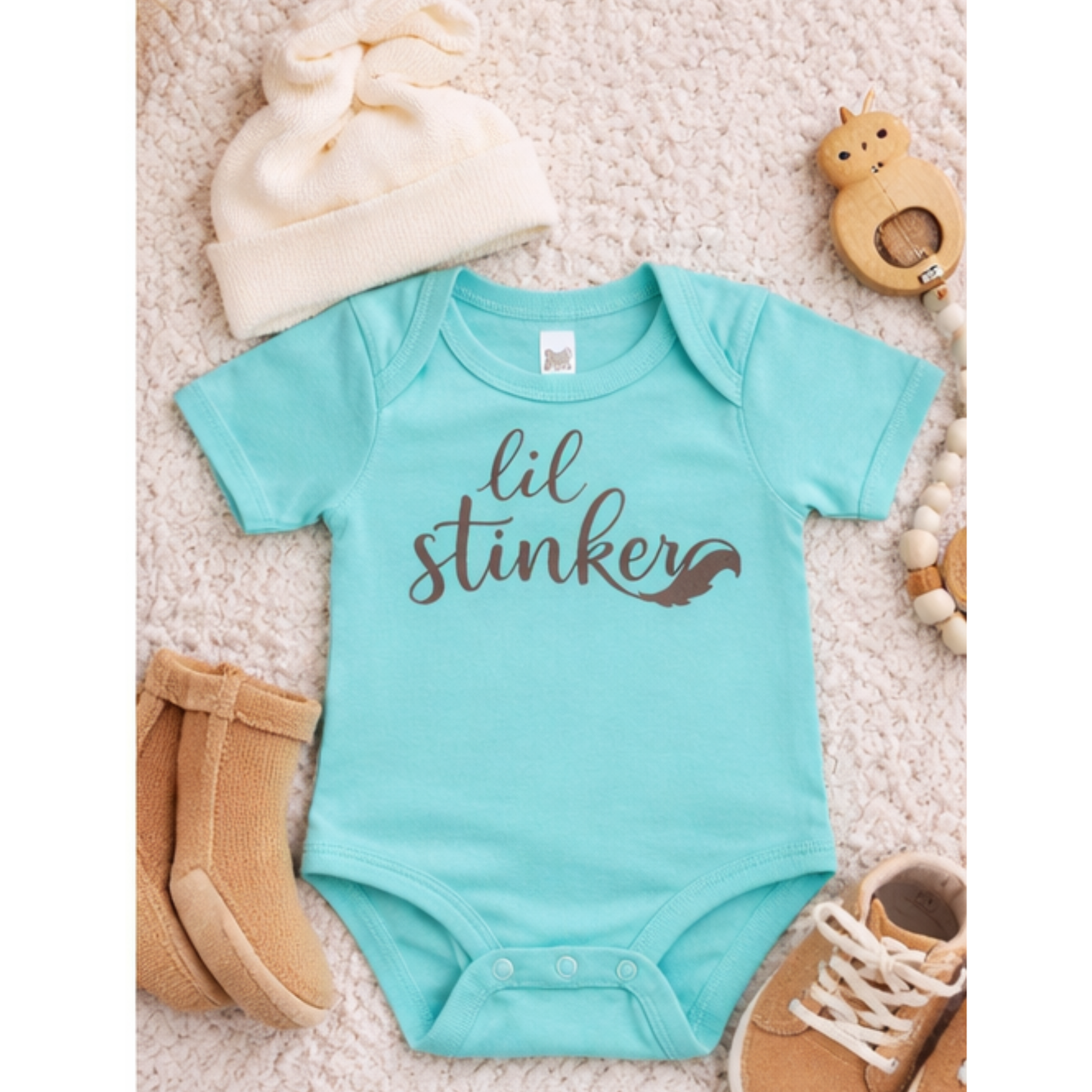 Lil Stinker Baby Bodysuit | Funny Baby Outfit | Neutral Baby Clothes | Cute Baby Gift | Minimal Baby Clothing