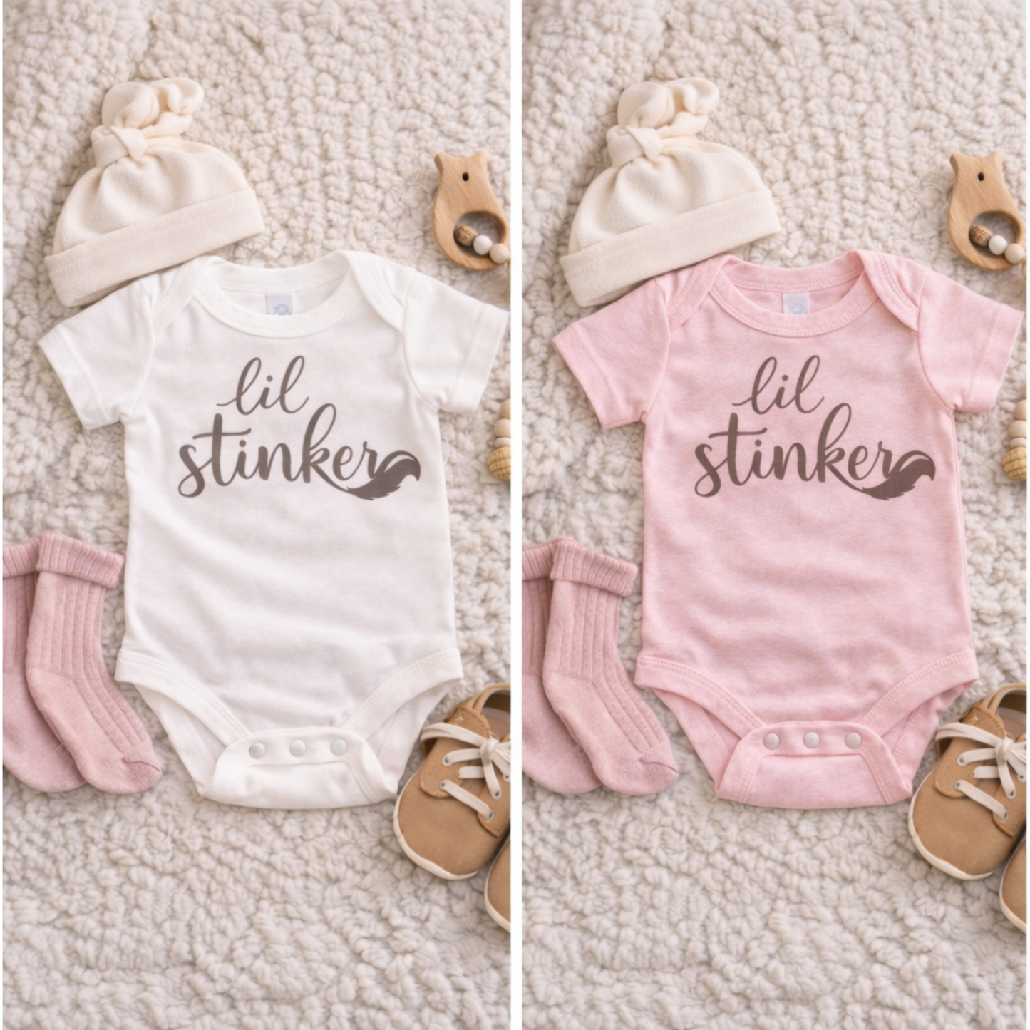 Lil Stinker Baby Bodysuit | Funny Baby Outfit | Neutral Baby Clothes | Cute Baby Gift | Minimal Baby Clothing