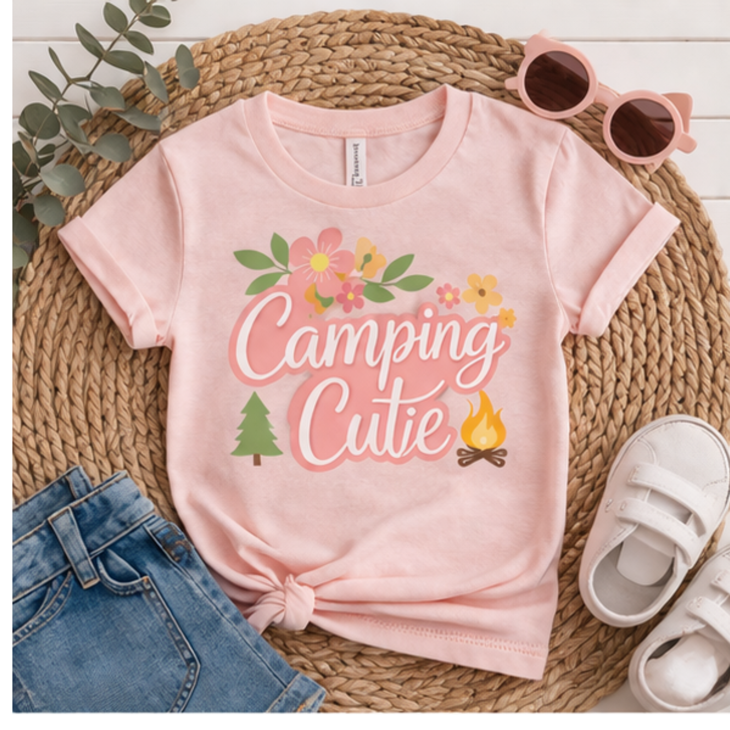 Camping Cutie Toddler Shirt – Cute Camping Outfit for Girls | Summer Adventure Tee | Matching Mommy and Me Camping Set
