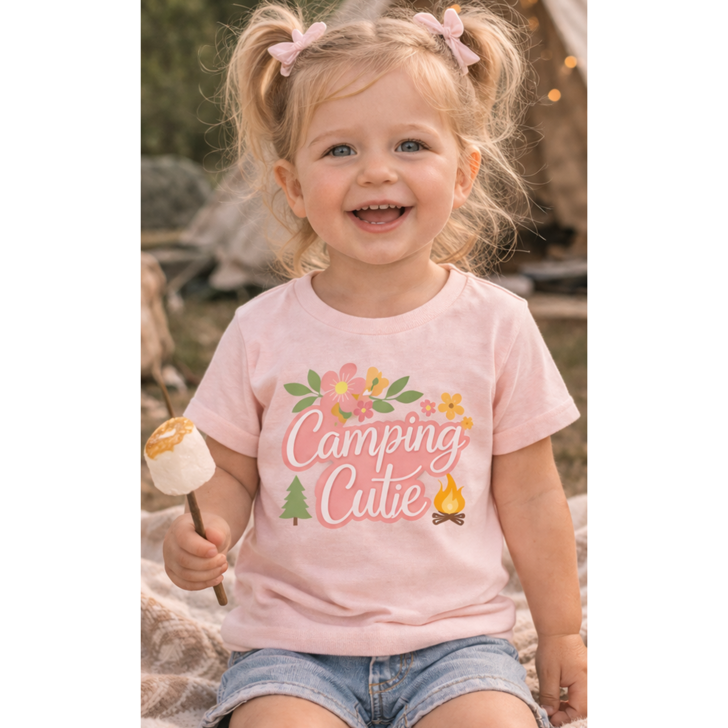 Camping Cutie Toddler Shirt – Cute Camping Outfit for Girls | Summer Adventure Tee | Matching Mommy and Me Camping Set