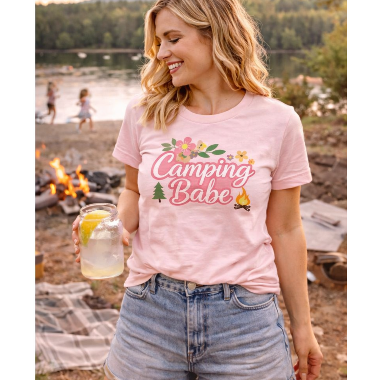 Camping Babe Shirt – Cute Camping Tee for Moms | Summer Graphic Tee | Matching Mommy and Me Camping Outfit