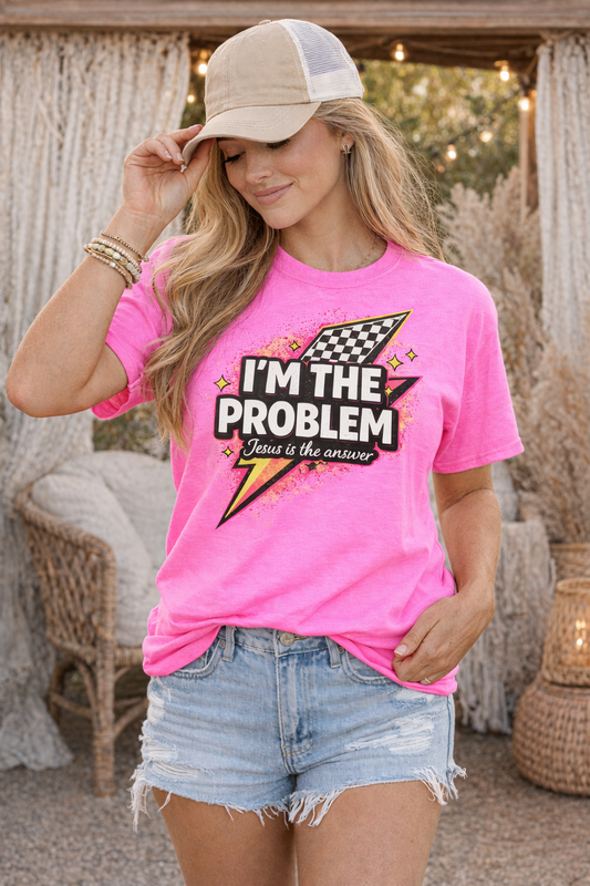 I’m The Problem Mom Shirt – Jesus Is The Answer Tee | Funny Faith Mom Shirt | Christian Graphic Tee | Neon Mama Shirt