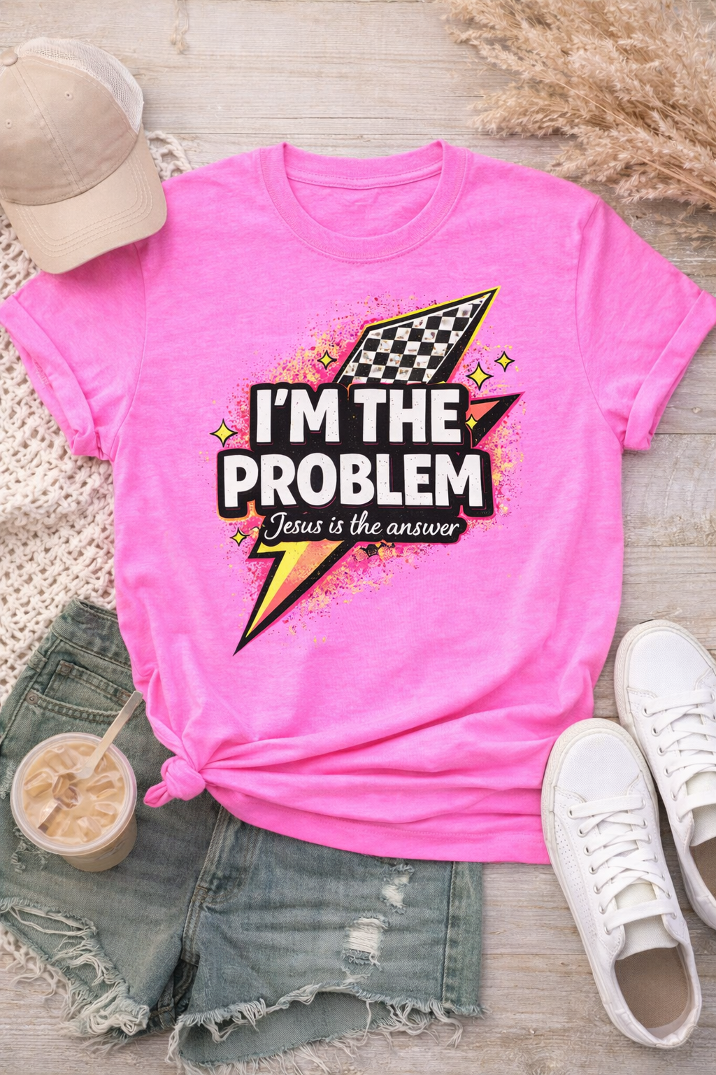I’m The Problem Mom Shirt – Jesus Is The Answer Tee | Funny Faith Mom Shirt | Christian Graphic Tee | Neon Mama Shirt