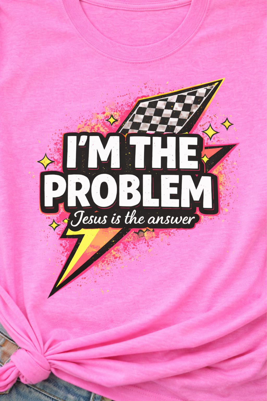 I’m The Problem Mom Shirt – Jesus Is The Answer Tee | Funny Faith Mom Shirt | Christian Graphic Tee | Neon Mama Shirt