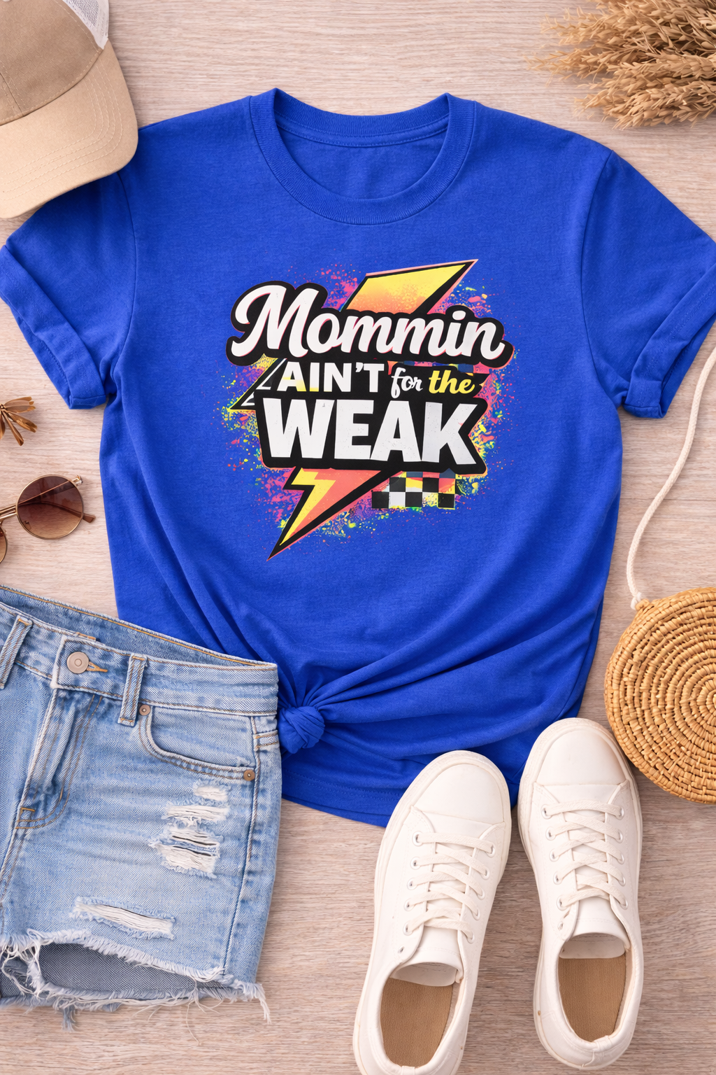 Mommin Ain’t for the Weak Shirt | Funny Mom Life Tee | Trendy Mama Graphic Tee | Neon Mom Shirt | Motherhood Shirt