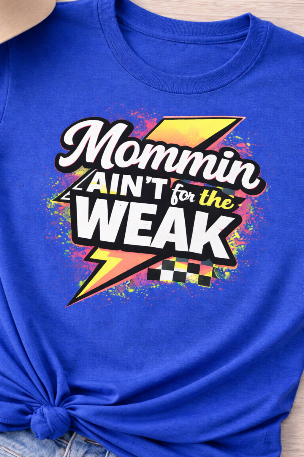 Mommin Ain’t for the Weak Shirt | Funny Mom Life Tee | Trendy Mama Graphic Tee | Neon Mom Shirt | Motherhood Shirt