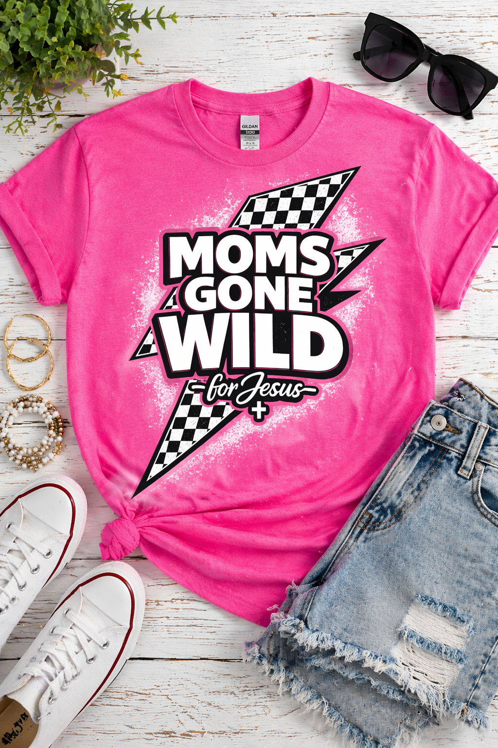 Moms Gone Wild for Jesus Shirt | Christian Mom Tee | Funny Faith Shirt | Neon Graphic Mom Shirt | Trendy Christian Apparel