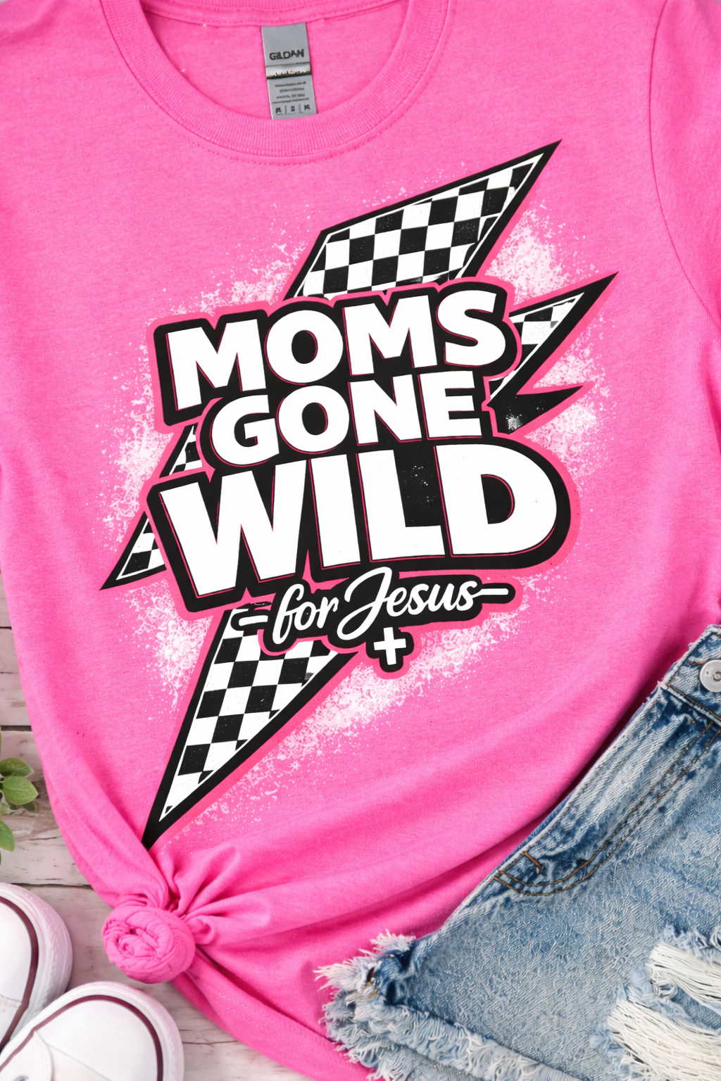 Moms Gone Wild for Jesus Shirt | Christian Mom Tee | Funny Faith Shirt | Neon Graphic Mom Shirt | Trendy Christian Apparel