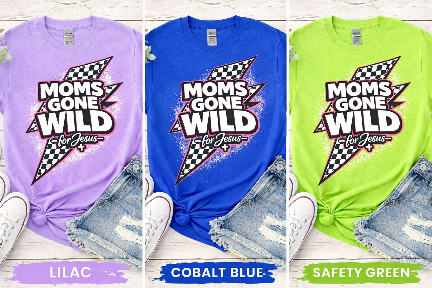 Moms Gone Wild for Jesus Shirt | Christian Mom Tee | Funny Faith Shirt | Neon Graphic Mom Shirt | Trendy Christian Apparel