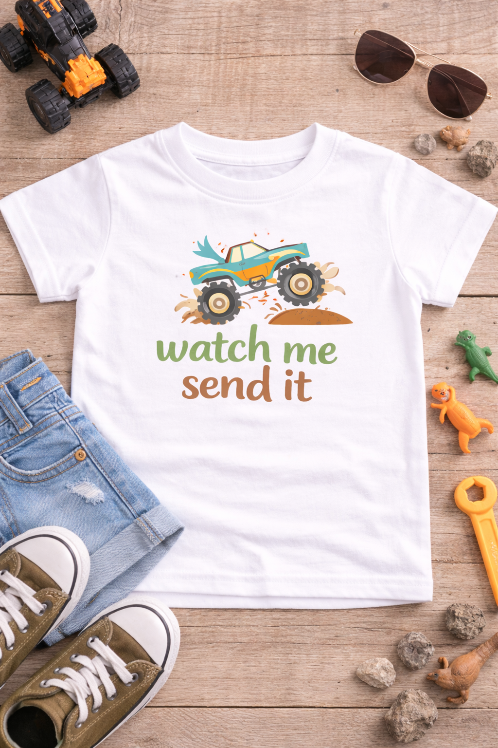 Watch Me Send It Toddler Shirt | Monster Truck Toddler Tee | Boy Mom Shirt | Truck Lover Kid Outfit | Bella Canvas Toddler T-Shirt