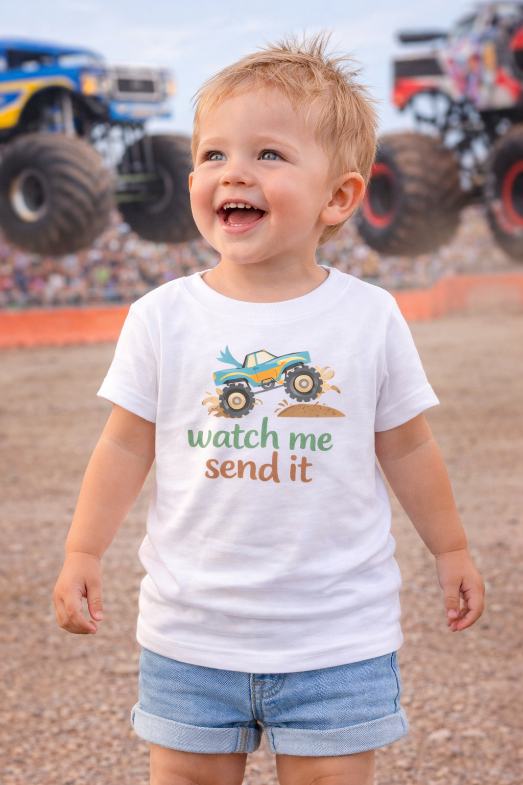 Watch Me Send It Toddler Shirt | Monster Truck Toddler Tee | Boy Mom Shirt | Truck Lover Kid Outfit | Bella Canvas Toddler T-Shirt