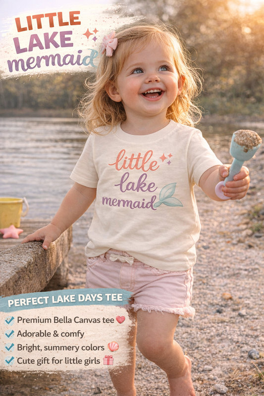 Little Lake Mermaid Toddler Shirt | Cute Girl Summer Tee | Lake Life Toddler Outfit | Beach Baby Shirt | Bella Canvas Toddler Tee