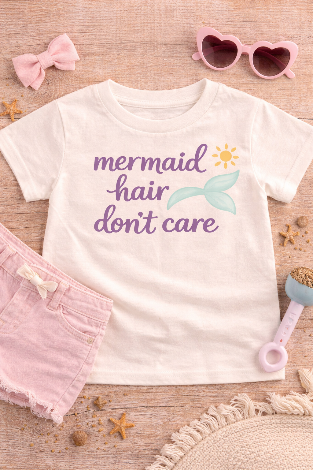 Mermaid Hair Don’t Care Toddler Shirt | Cute Summer Girl Tee | Lake Day Outfit | Beach Toddler Shirt | Bella Canvas Kids Tee