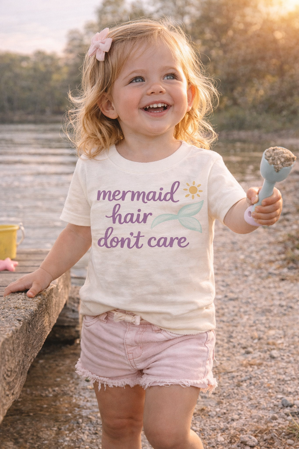 Mermaid Hair Don’t Care Toddler Shirt | Cute Summer Girl Tee | Lake Day Outfit | Beach Toddler Shirt | Bella Canvas Kids Tee