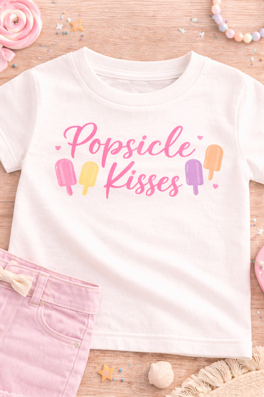 Popsicle Kisses Toddler Shirt | Cute Summer Girl Tee | Beach & Lake Day Outfit | Bella Canvas Kids Shirt | Toddler Girl Clothes