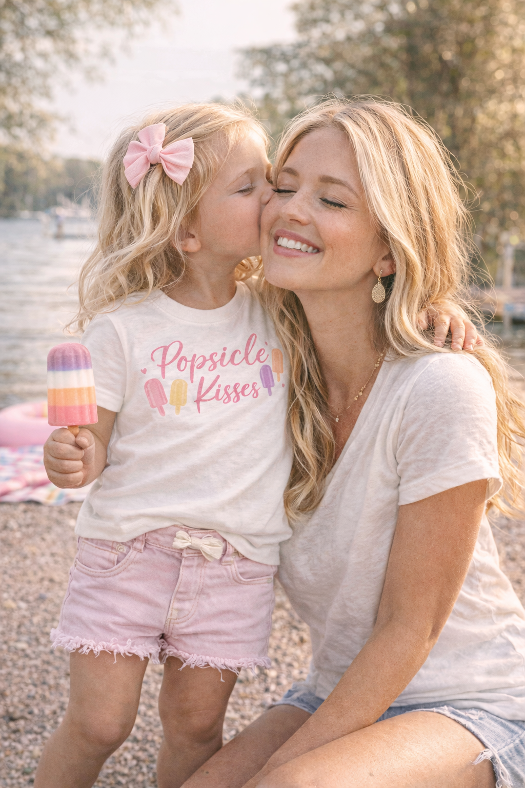 Popsicle Kisses Toddler Shirt | Cute Summer Girl Tee | Beach & Lake Day Outfit | Bella Canvas Kids Shirt | Toddler Girl Clothes