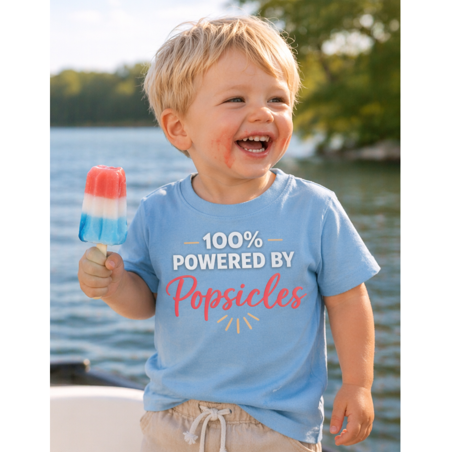 Powered by Popsicles Toddler Shirt | Funny Summer Boy Tee | Cute Toddler Boy Outfit | Lake Day Kids Shirt | Bella Canvas Toddler Tee