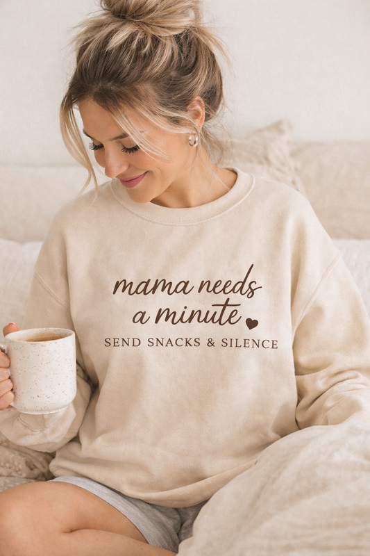 Mama Needs a Minute Sweatshirt, Funny Mom Sweatshirt, Cute Mama Crewneck, Relatable Mom Gift, Cozy Mom Life Pullover