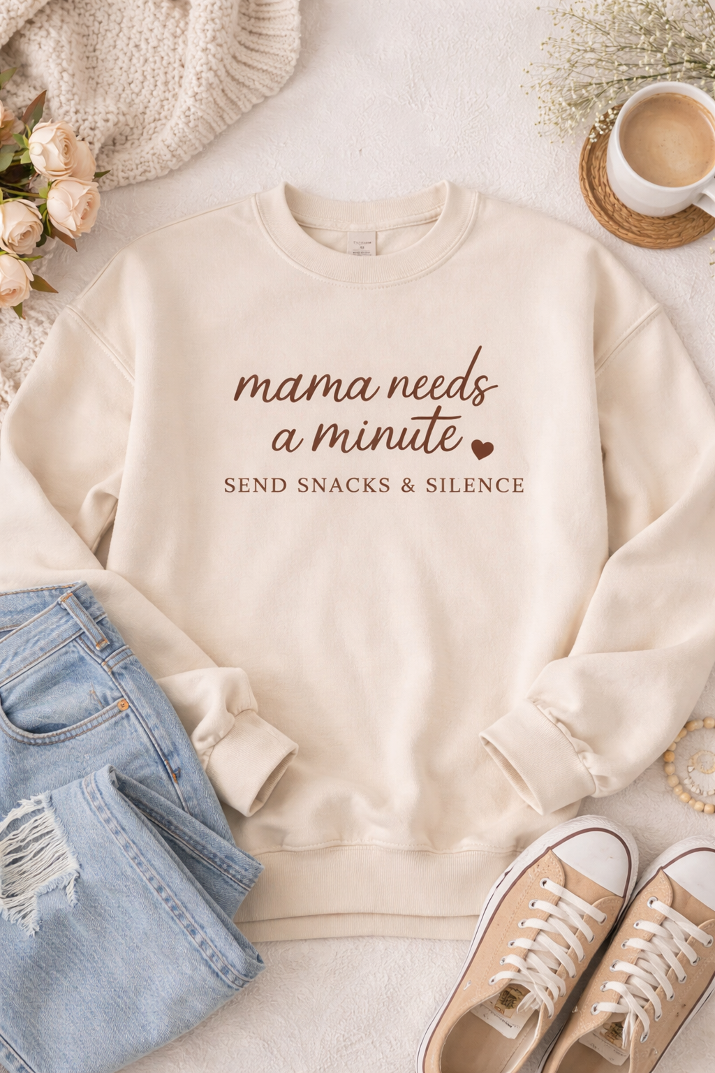 Mama Needs a Minute Sweatshirt, Funny Mom Sweatshirt, Cute Mama Crewneck, Relatable Mom Gift, Cozy Mom Life Pullover