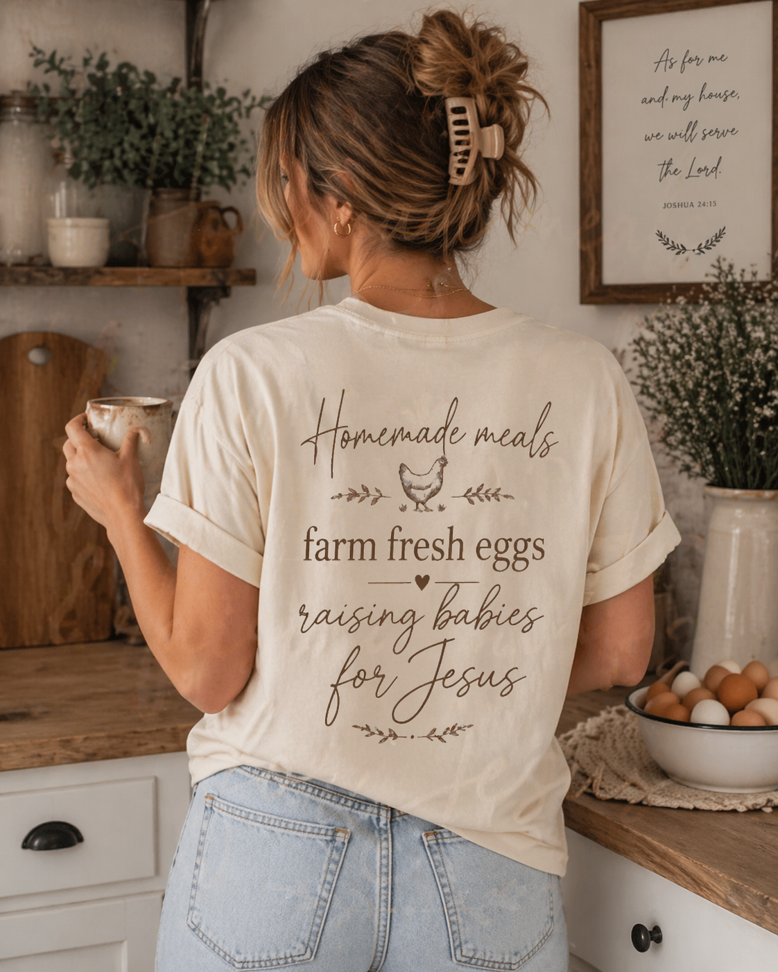 From Scratch & Full of Faith Shirt | Faith Filled Mama Tee | Homestead Mom Shirt | Christian Mama Shirt | Farm Fresh Eggs Tee