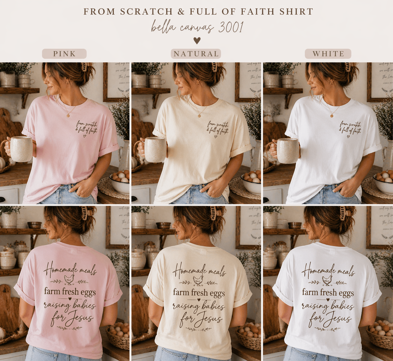 From Scratch & Full of Faith Shirt | Faith Filled Mama Tee | Homestead Mom Shirt | Christian Mama Shirt | Farm Fresh Eggs Tee