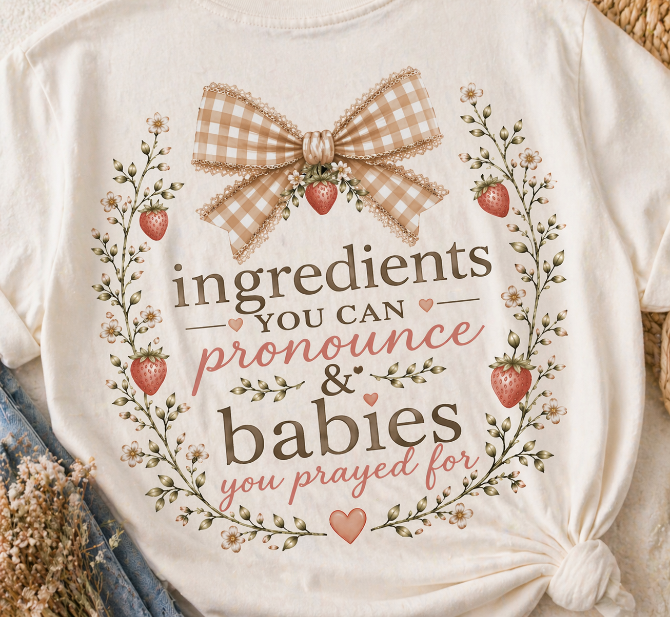 Ingredients You Can Pronounce & Babies You Prayed For Shirt | Faith Based Mom Tee | Christian Mama Shirt