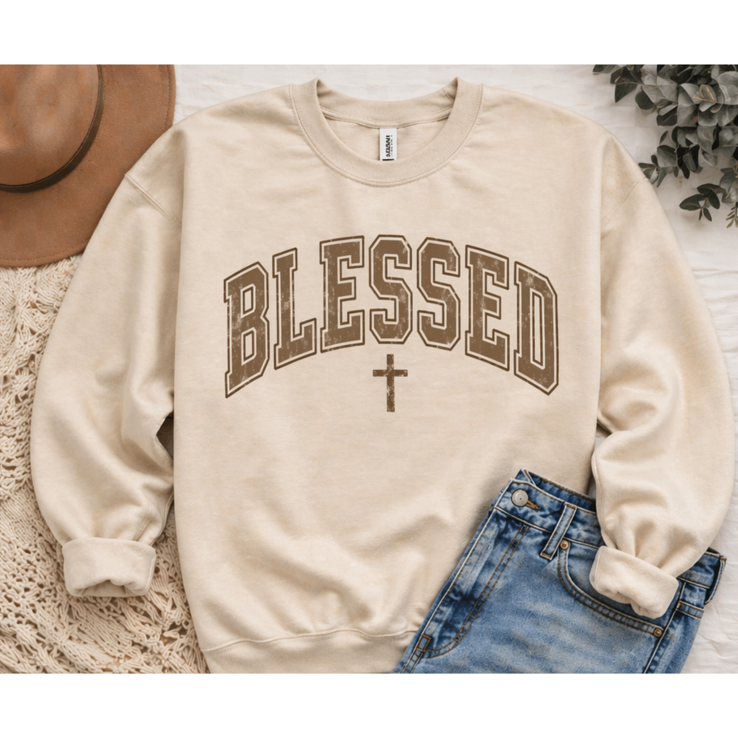 BLESSED Crewneck Sweatshirt – Faith-Based Cozy Mom Pullover