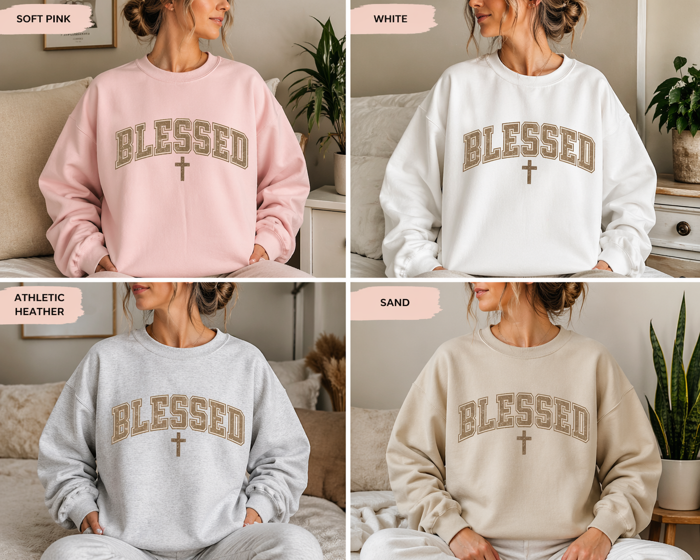 BLESSED Crewneck Sweatshirt – Faith-Based Cozy Mom Pullover