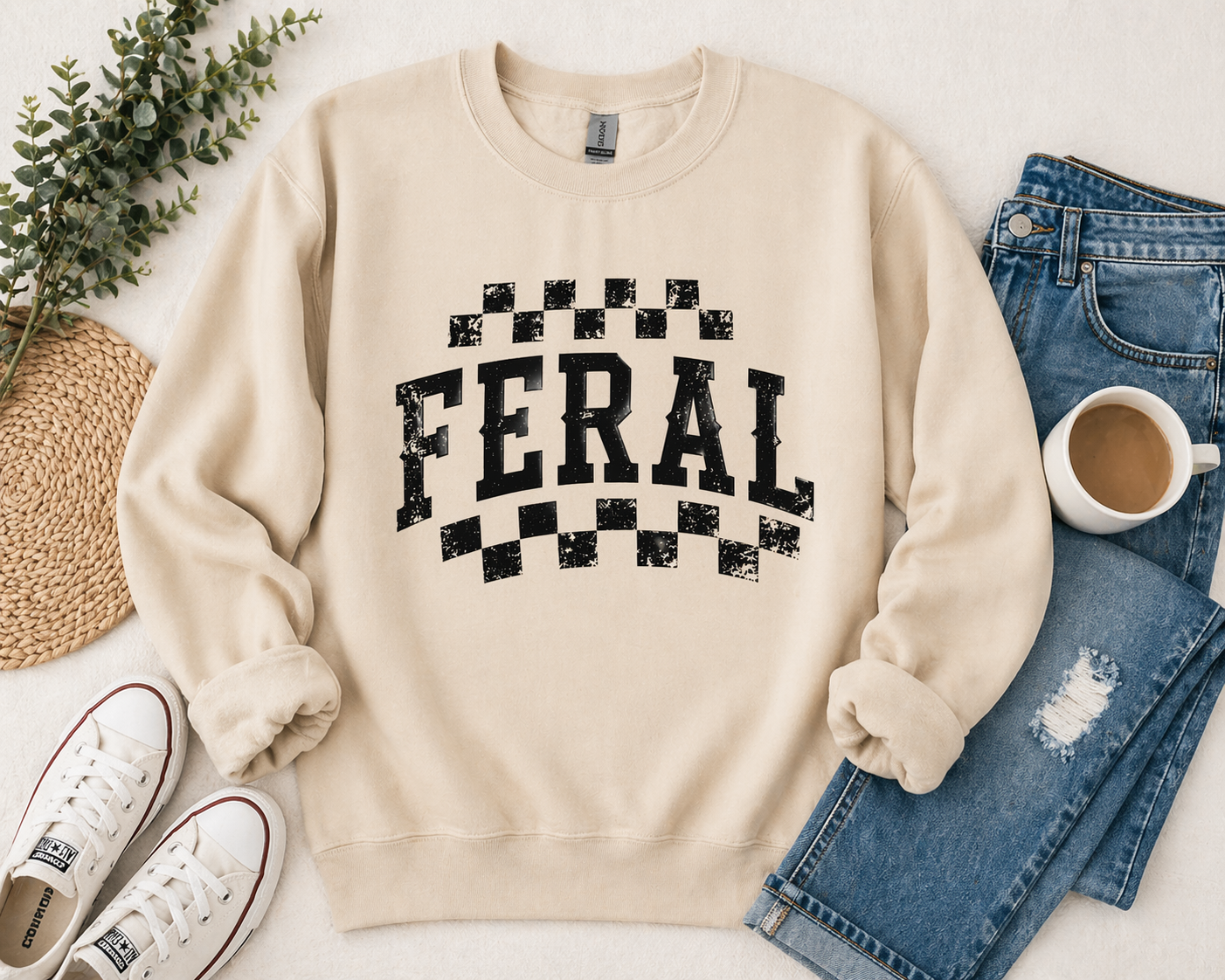 FERAL Crewneck Sweatshirt – Edgy Mom Graphic